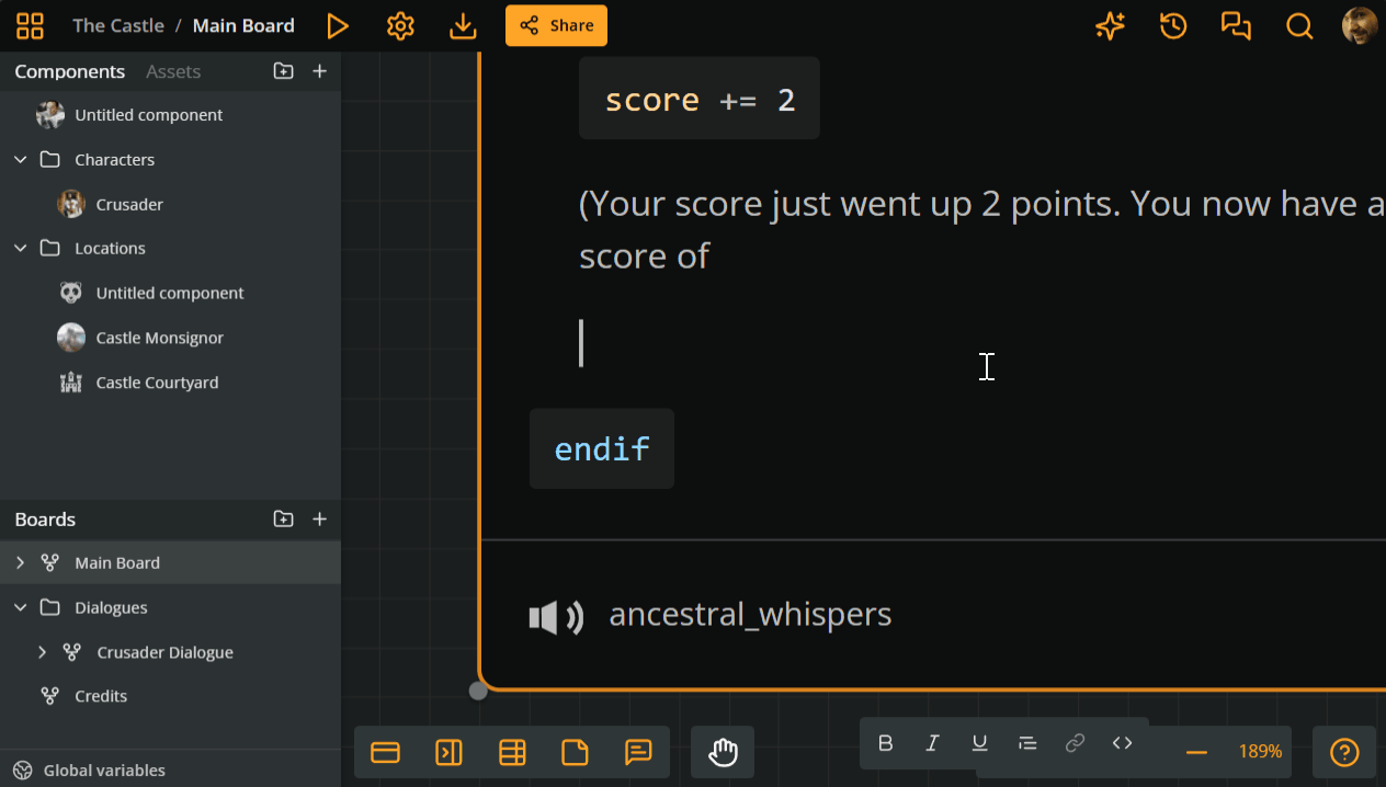 Animated GIF demonstrating the auto-complete feature in arcscript.