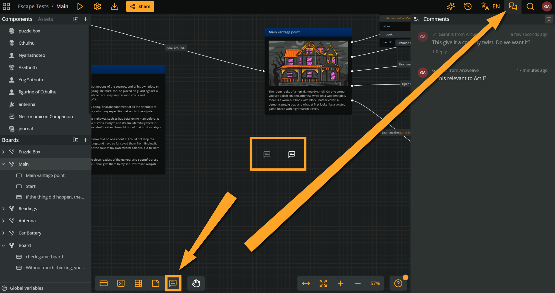 Comment Resolved Design Comments | Arcweave Documentation