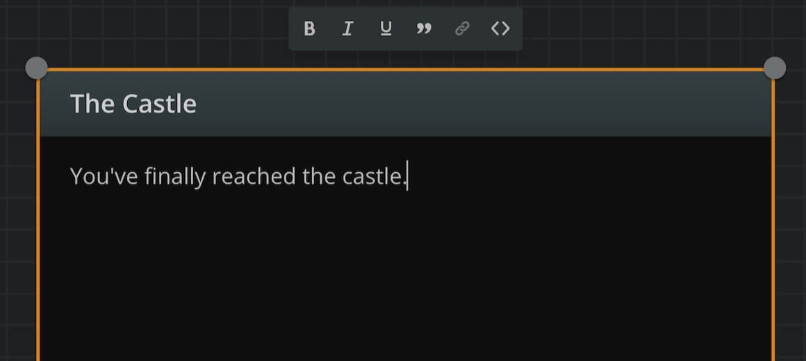 Screenshot of an element in edit mode, showing the rich text formatting menu.